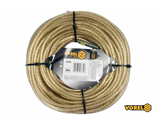 Трос сталевий з наконечниками для пломб VOREL : Ø6 мм x 36 м [12]
