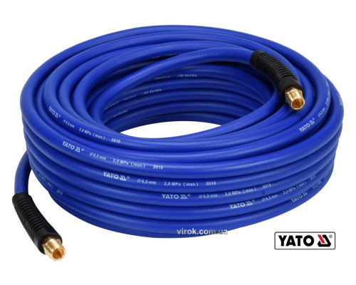 Шланг пневматичний гібридний (ПВХ+БНК) YATO: Ø6.5мм x20м, Ø=1/4", тиск ≤ 2 MPa, різьбов. з'єдн. [5]