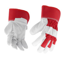 Перчатки рабочие бело-красные YATO: хлопок + козья кожа, размер 9 [10/120]