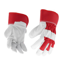 Рукавиці робочі біло-червоні YATO: бавовна + козяча шкіра, розмір 9 [10/120]