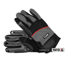 Перчатки рабочие с застежкой-липучкой YATO: искусственная кожа + синтетическая ткань, размер 10 [12/72]