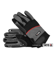 Рукавиці робочі з протиковзними надолониками YATO: штучна шкіра,поліуретан,спандекс розм.10 [12/72]