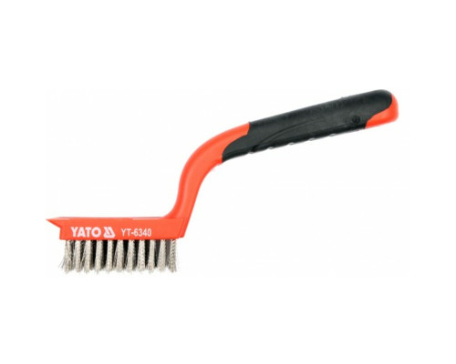 Щетка проволочная нержавейка YATO : 5-рядная, L= 180 мм с пластмассовой ручкой [24/120]