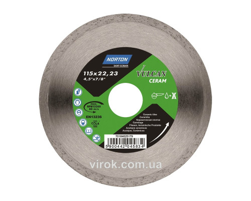 Диск алмазний VULCAN TILE по керамічній плитці: Ø= 115/ 22.23 мм (DW)