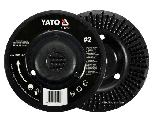 Диск-фреза шліфувальний YATO по дереву, ПВХ, гіпсу; Ø=125/22.2 мм, шорсткість №2 [10]