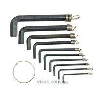 Ключі 6-гранні L-подібні VOREL : на кільці, М1,5-10. Набір 10 Шт. [20/100]