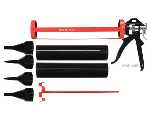Пістолет скелетний для затирання швів YATO : L= 330 мм, Ø= 60 мм, зі змінними насадками [10]