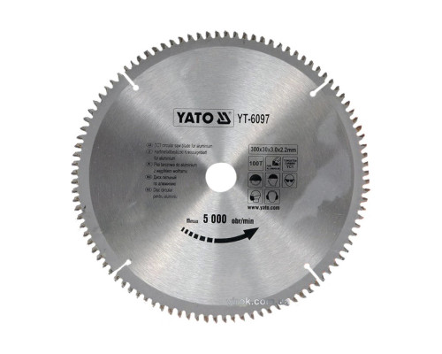 Диск пиляльний по алюмінію YATO, 300х30х3.0x2.2 мм, 100 зубців, R.P.M до 5000 1/хв [10]