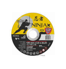 Диск відрізний по металу/нержав. сталі NINJA : Ø= 125 х 22.23 мм, t= 2,5 мм [25шт/уп/400]