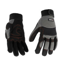 Рукавиці робочі з м'якими прокладками YATO : штучна шкіра, поліуретан, спандекс, розмір 11 [12]