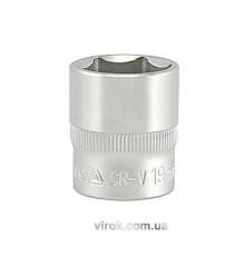 Головка торцева 6-гранна YATO : квадрат 3/8", М= 19 мм, L= 30 мм [12/120/240]