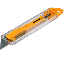 Нож с выдвижным трапецевидным лезвием VOREL: безопасный, 130х24 мм, лезвие 61x19 мм [24/288]