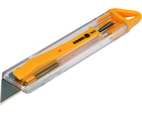 Ніж з висувним трапецевидним лезом VOREL: безпечний, 130х24 мм, лезо 61x19 мм [24/288]