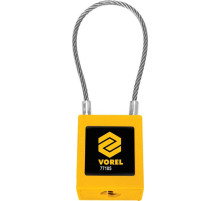 Замок навісний VOREL з тросов. дугою Ø= 3,2мм, l= 175мм, 2 ключі, корпус покрит нейлоном- 40х20х45мм