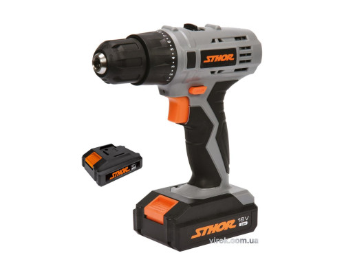 Шуруповерт акумуляторний STHOR : 18V Li-Ion. 2 акум. 1,3 АхГод, КМ- 22 Nm, патрон Ø≤10 мм [5/90]