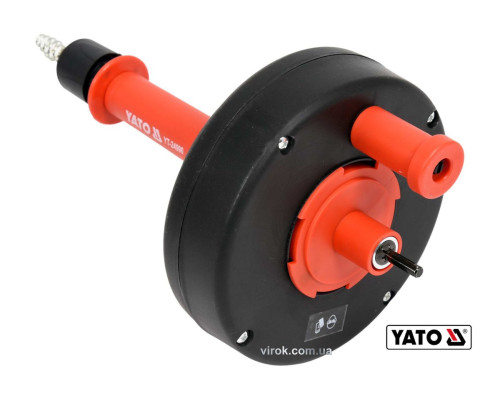 Трос для очищення каналізаційних труб на бобіні YATO : Ø= 6 мм, l= 6 м, з шпінделем до дрилі [12/72]