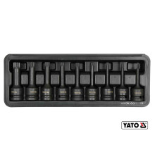 Набір насадок викруткових ударних YATO : SPLINE M4-M16. квадрат 1/2"; CrMo, 9 Од + кейс [10]
