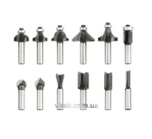 Набір фрез по дереву VOREL, Ø=8 мм, 12шт. [5/20]