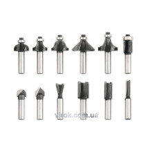 Набір фрез по дереву VOREL, Ø=8 мм, 12шт. [5/20]