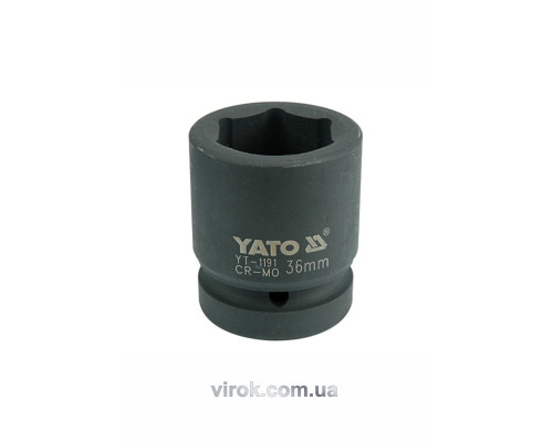 Головка торцева ударна 6-гранна YATO : квадрат 1", М= 36 мм, L= 65 мм [6/24]