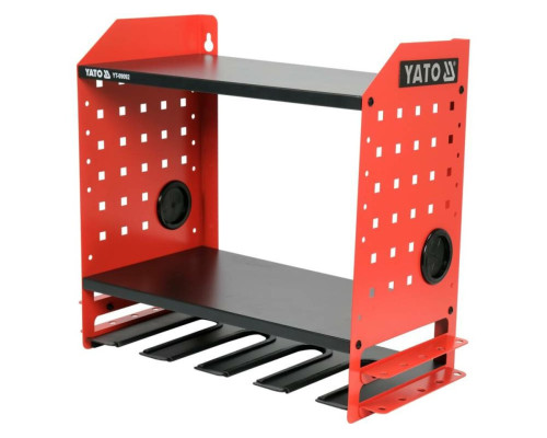 Полка для электроинструмента YATO 465x405x225 мм, 4 гнезда, 2 полки, металлическая [1]