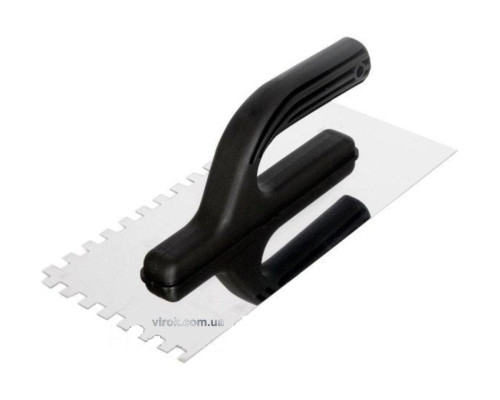 Терка гладилка VIROK : нержавіюча, зубчата, 270 x 130 мм, зуб 6х6 мм [24]