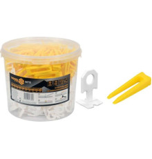 Кліпси і клини для викладання керамічної плитки VOREL : 1 мм, t≤ 14 мм. 300 + 100 шт. [1/108]