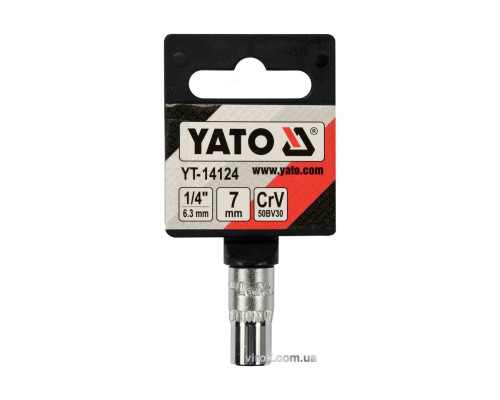 Головка торцева 6-гранна YATO : квадрат 1/4", М7, CrV [Блістер] [12/360]