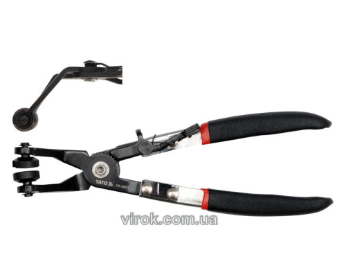 Щипці для стягуючих хомутів YATO l= 215 мм зігнуті на 45° [6/36]