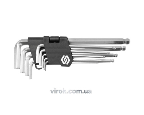 Ключі 6-гранні L-подібні VOREL : з кулькою, М2-10. Cr-V. Набір 9 Шт. [10/60]