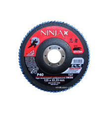 Круг пелюстковий шліфувальний NINJA Zirconium : Т27, 125х22 мм, Р40, Al, Inox, Steel [10/200шт. уп]