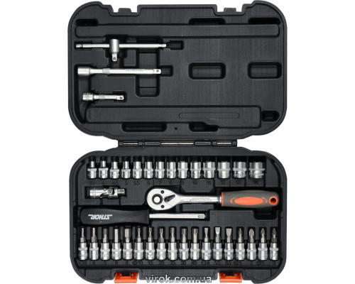 Набір головок торцевих, насадок STHOR : квадрат 1/4", М3.5-14 мм з інструментами [38 Од.] [10/270]