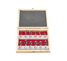 Набір фрез AEG зі шпінделем Ø= 8 мм, в деревяному футлярі, 12 шт