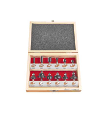 Набір фрез AEG зі шпінделем Ø= 8 мм, в деревяному футлярі, 12 шт