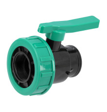 Кран шаровой к водяным пластиковым трубам Ø= 3/2" Х 3/2" F/F-резьб FLO из полипроп, для давления 16Bar