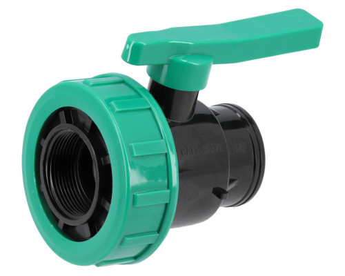 Кран шаровой к водяным пластиковым трубам Ø= 3/2" Х 3/2" F/F-резьб FLO из полипроп, для давления 16Bar