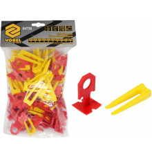Кліпси і клини для викладання керамічної плитки VOREL : 3 мм, t≤ 14 мм. 50 + 50 шт. [15]