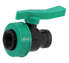 Кран шаровой к водяным пластиковым трубам Ø= 3/4" Х 3/4" F/F-резьба FLO с полипроп, для давления 16Bar