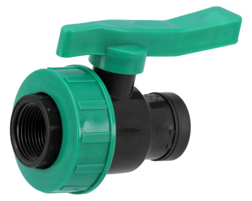 Кран шаровой к водяным пластиковым трубам Ø= 3/4" Х 3/4" F/F-резьба FLO с полипроп, для давления 16Bar