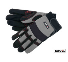 Рукавиці робочі з застібкою-липучкою YATO : штучна шкіра + синтетична тканина, розмір 9 [12/72]