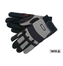 Рукавиці робочі з застібкою-липучкою YATO : штучна шкіра + синтетична тканина, розмір 9 [12/72]