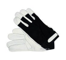 Рукавиці робочі біло-чорні YATO : бавовна + шкіра, розмір 10 [10/120]