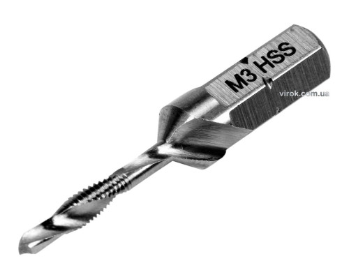 Сверло-метчик YATO М3 х 0.5 мм, HSS М2, HEX-1/4", l=36/5 мм [20/200]