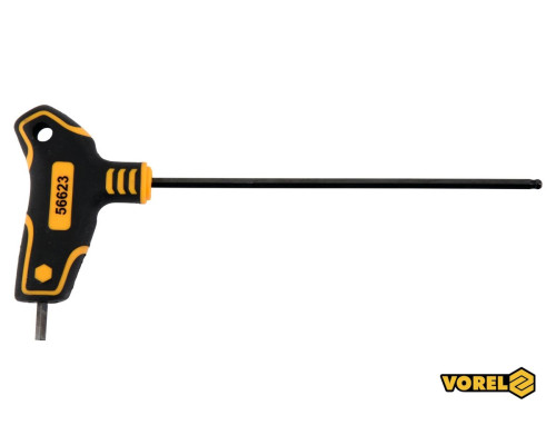 Ключ шестигранний з кульковим наконечником VOREL : тип "Т", HEX 4 x 150 x 89 мм, Cr-V 6150 [24/192]