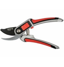 Секатор з округленими лезами YATO: з регул. розводу лез до гілок Ø= 12/20 мм, L= 220мм, руків'я алюм