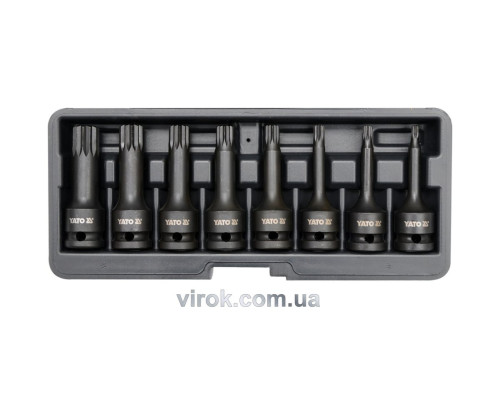 Набір насадок викруткових ударних YATO : SPLINE M5-M18. квадрат 1/2". 8 шт. [15]