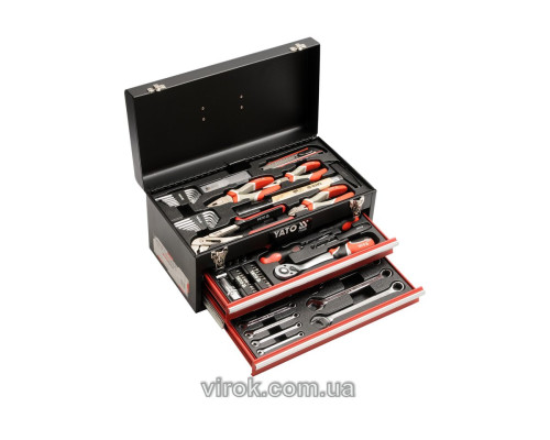 Ящик YATO з інструментами 80 шт., 3-ярусний з 2 шуфлядами [1/18]