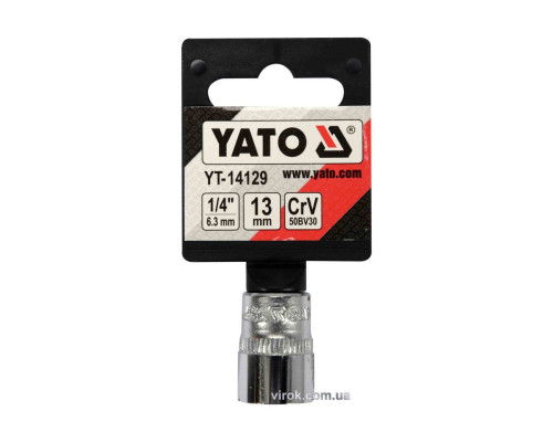 Головка торцева 6-гранна YATO : квадрат 1/4", М13, CrV [Блістер] [6/360]