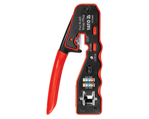 Кліщі для обтискання і зачистки кабелів YATO : RJ45, L=135 мм [10/50]
