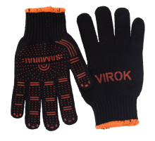 Перчатки трикотажные SAMURAI с двухсторонним ПВХ (10 класс,хлопок 40%,полиэстр 60%)разм.10